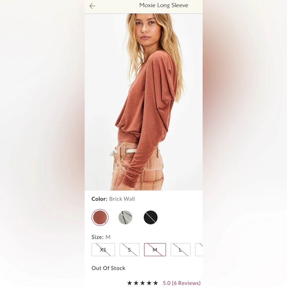 Free People ~ Moxie Long Sleeve ~ Medium ~ 
Color ~ Brick Wall ~ NWT - Picture 4 of 11